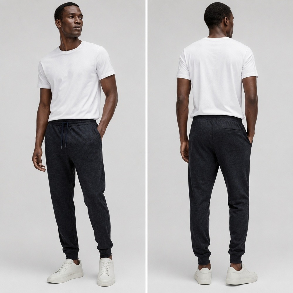Lululemon Men XXL Soft Jersey Jogger Heathered Black Obsidian Tapered Sweatpants